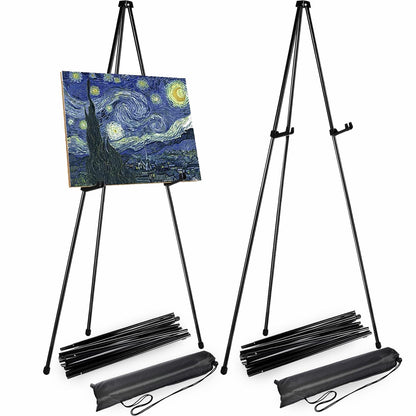 CertBuy 2 Pack Easel for Signs, 63 Inch Easels for Displaying Picture, Black Easel Stand for Display Wedding Sign & Poster, Steel Folding Easel for - WoodArtSupply