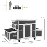 PawHut Wooden Chicken Coop with Nesting Box, Outdoor Poultry Cage Rabbit Hutch for 6 Chickens with Pull Out Tray, Perches, Ramp, Windows for Duck, PawHut