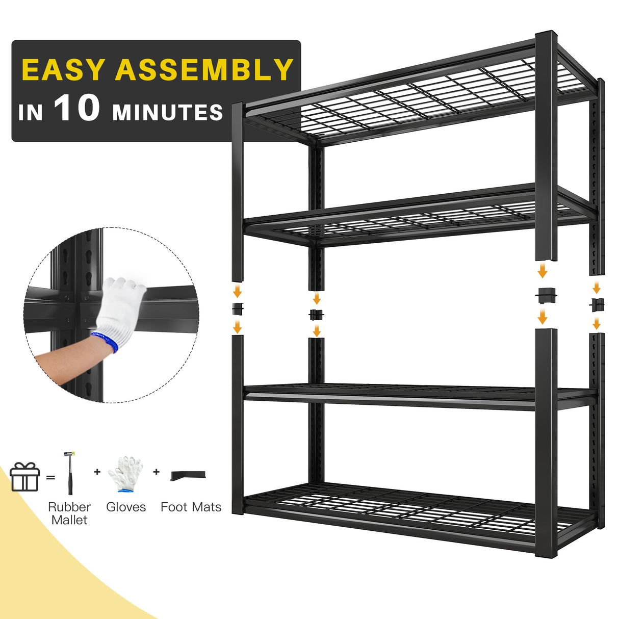REIBII 40" W Garage Shelving Heavy Duty Storage Shelves 2240LBS Heavy Duty Shelving 4-Tier Adjustable Metal Shelves for Storage Rack Industrial REIBII