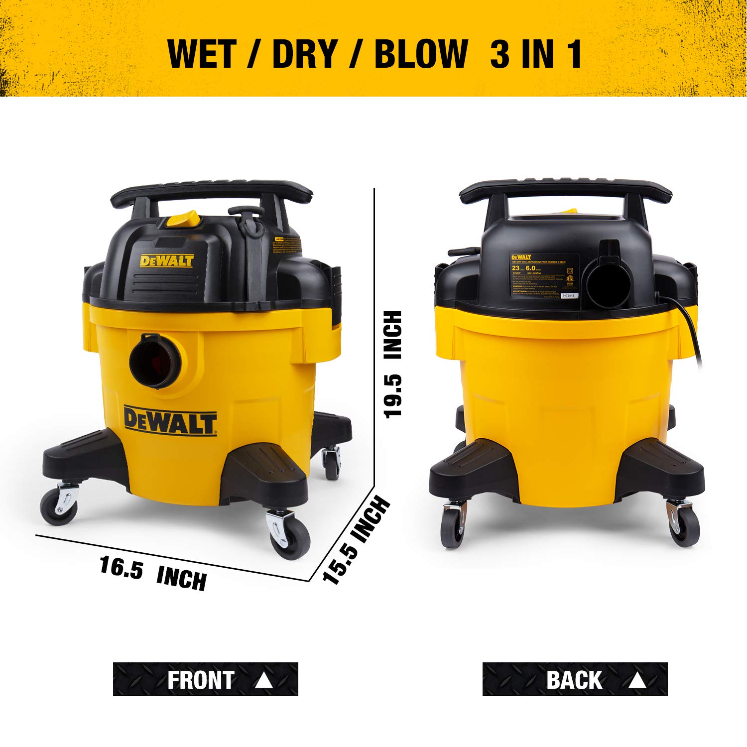 DEWALT DXV06P 6 gallon Poly Wet/Dry Vac, Yellow DEWALT