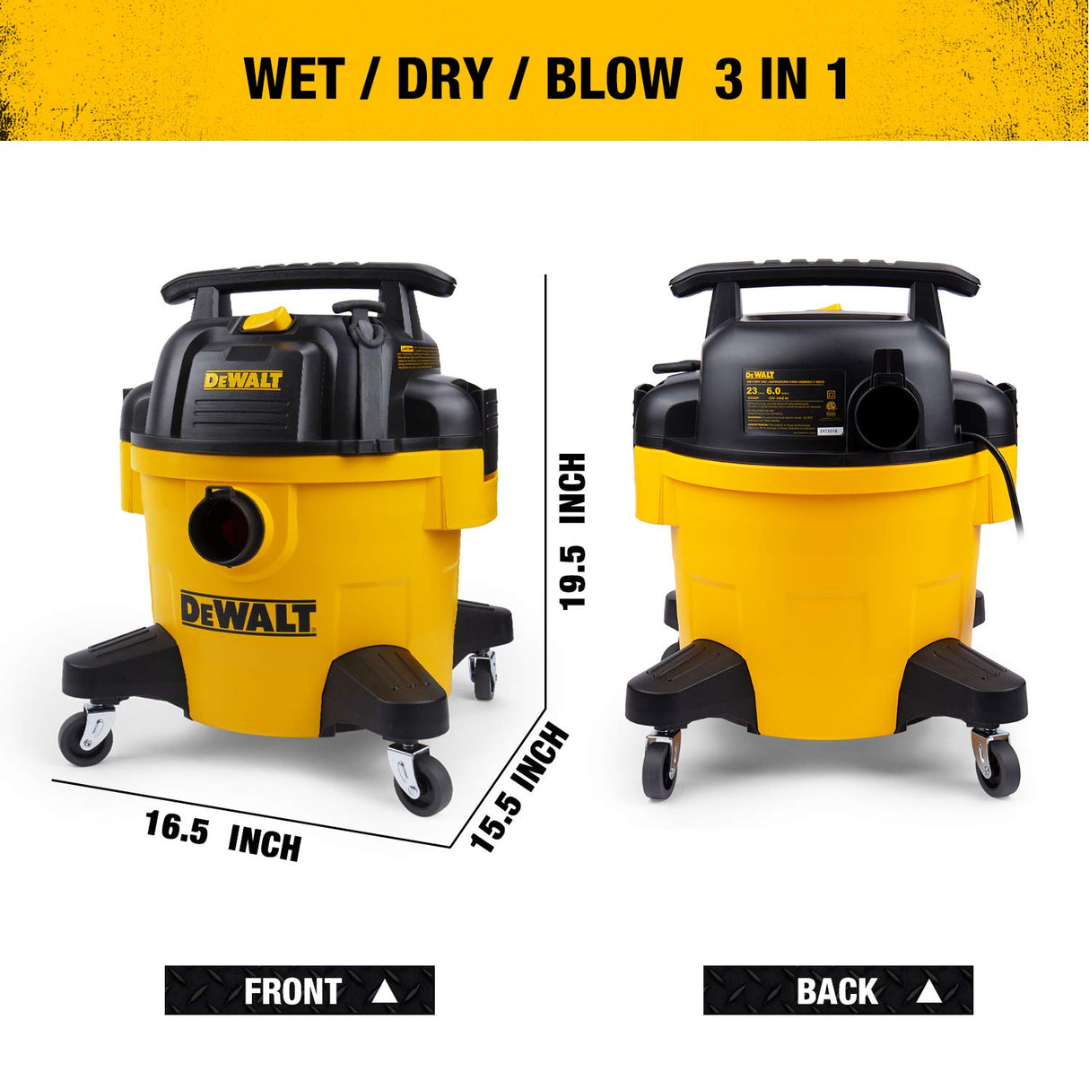 DEWALT DXV06P 6 gallon Poly Wet/Dry Vac, Yellow DEWALT