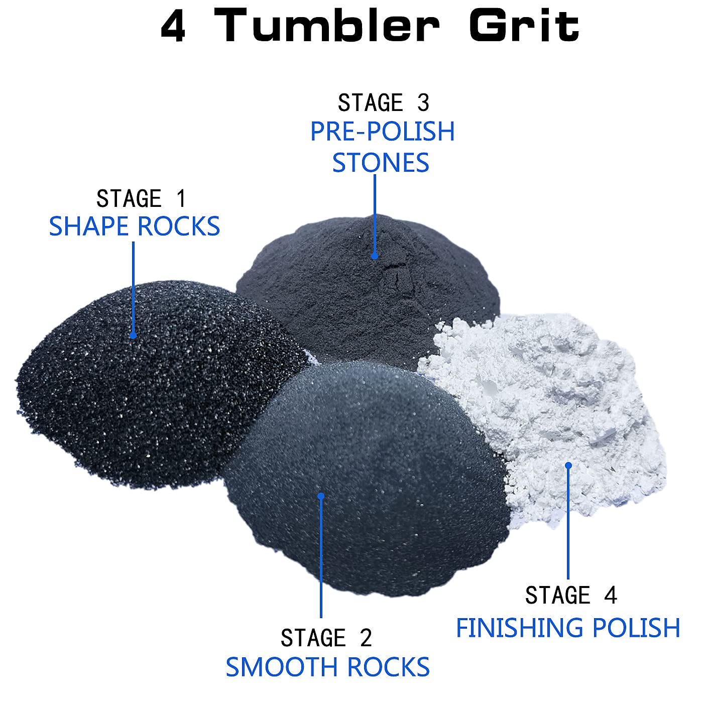 Rock Tumbler Grit 4 Steps Complete Kit,Total 3 Pounds, Can Polish Up to 20 LBS of Rocks, Rock Polishing Grit Media for Any Brand Rock Tumbler, Rock - WoodArtSupply