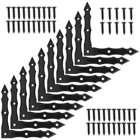 Decorative Corner Brackets, 10pcs Barn Door Sliding Door L-Shape Corner Brace Bracket, Rustic Black Flat L Brackets, Joint Right Angle Bracket for Xingwenhao
