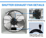 KEN BROWN 20 Inch Shutter Exhaust Fan With 1.65 Meters Power Cord Wall Mounted, High Speed 3500CFM, Vent Fan For Garages And Shops, Greenhouse,Attic KEN BROWN