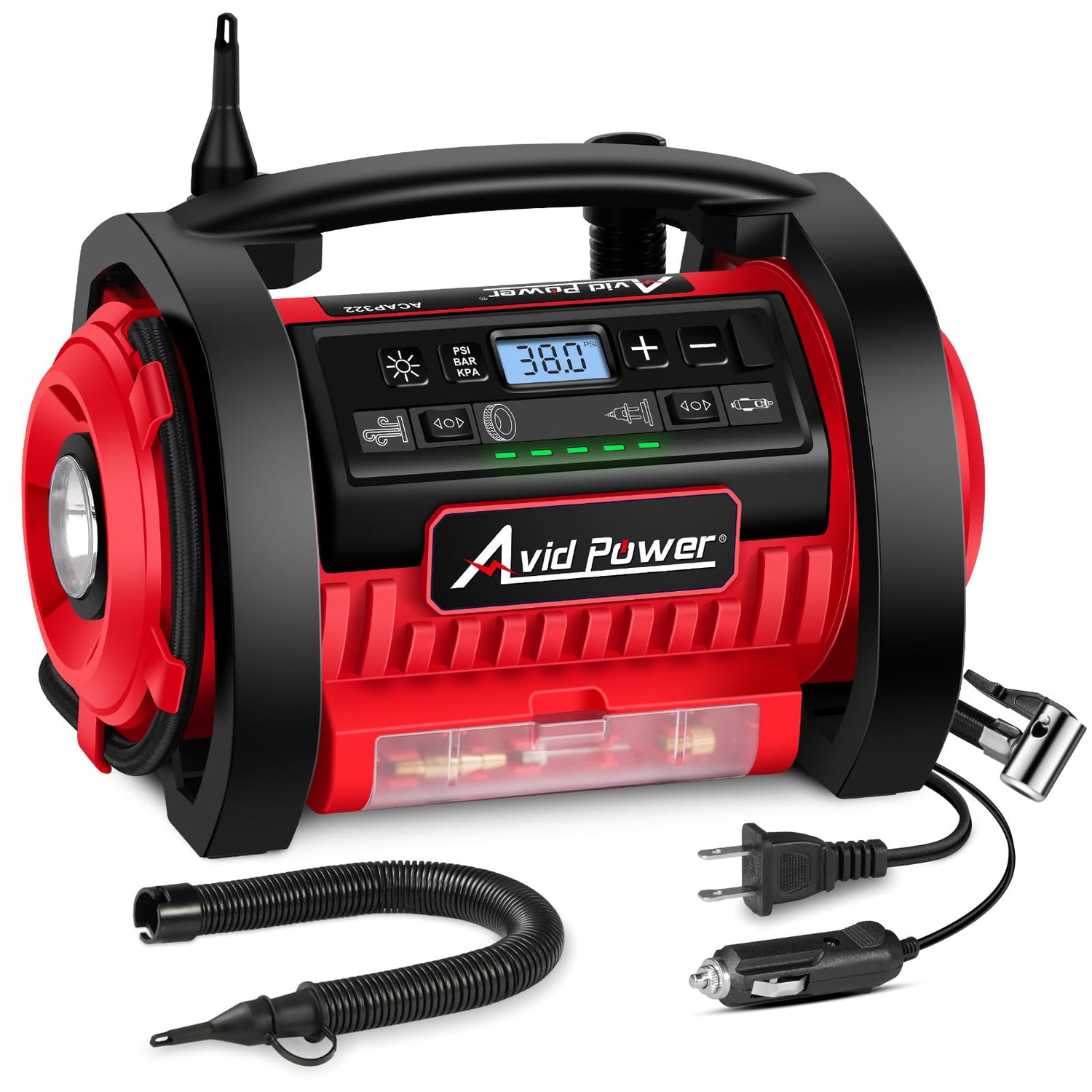AVID POWER Tire Inflator Portable Air Compressor, 12V DC / 120V AC Car Tire Pump, Air Mattress Pump with Inflation and Deflation Modes, Dual Powerful AVID POWER