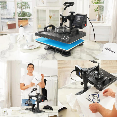 5 in 1 Heat Press Machine for t Shirts Heat Transfer Machine12" X 15"Swing Away Shirt Printing Multifunctional Sublimation Machine Digital Shirt AKEYDIY