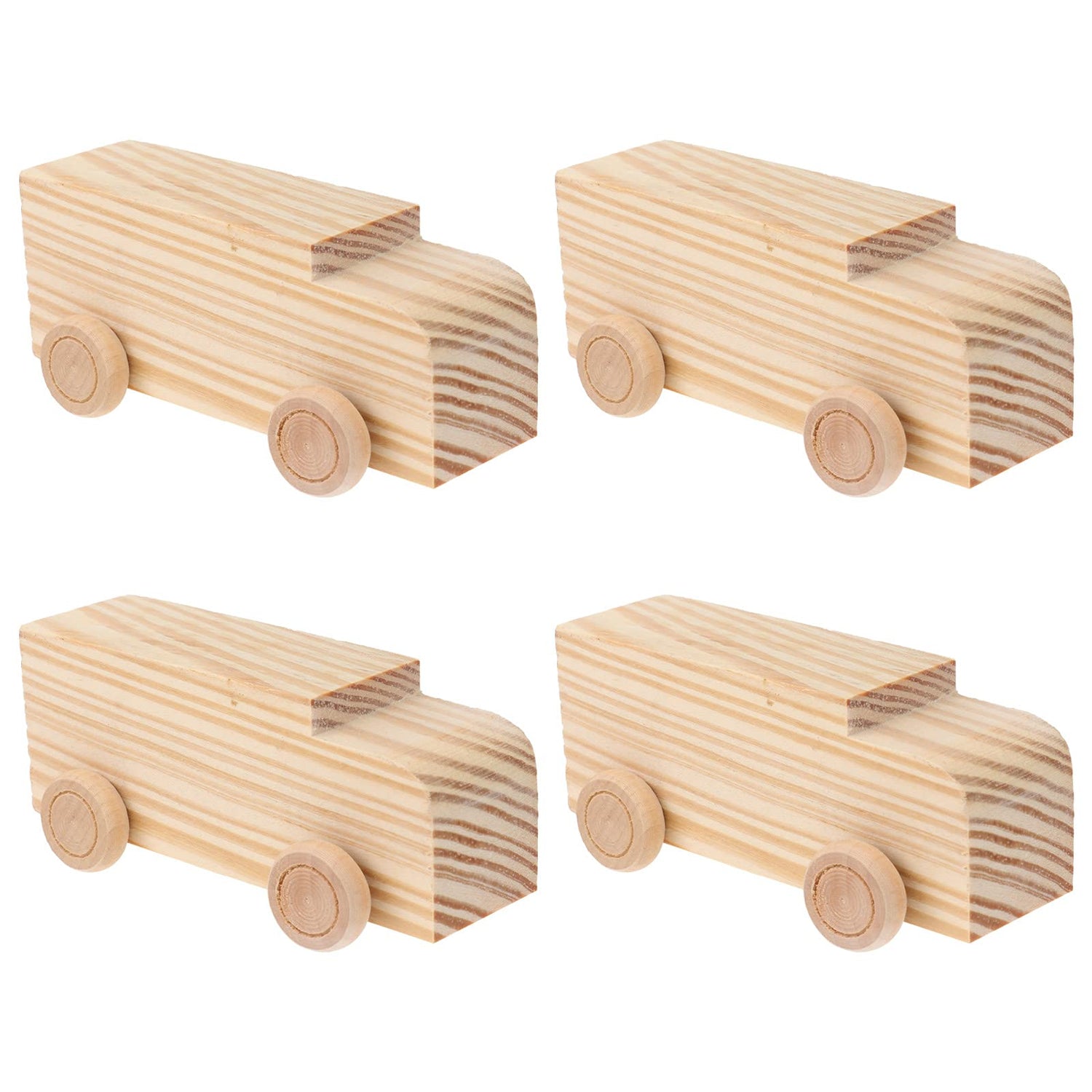SUPVOX Kids Truck Toys 4pcs Unfinished Wooden Cars Unpainted Wood Ornamet Car Toys for DIY Craft Painting Art Project Kids Car Toys SUPVOX