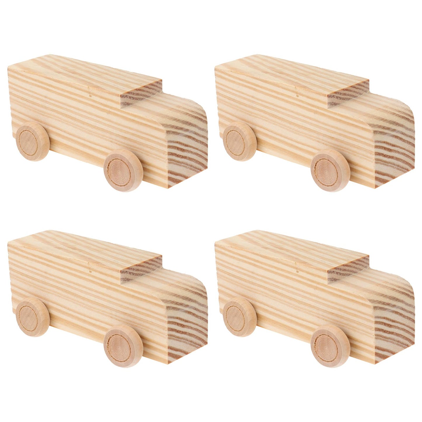 SUPVOX Kids Truck Toys 4pcs Unfinished Wooden Cars Unpainted Wood Ornamet Car Toys for DIY Craft Painting Art Project Kids Car Toys - WoodArtSupply