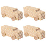 SUPVOX Kids Truck Toys 4pcs Unfinished Wooden Cars Unpainted Wood Ornamet Car Toys for DIY Craft Painting Art Project Kids Car Toys SUPVOX