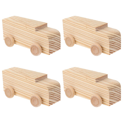 SUPVOX Kids Truck Toys 4pcs Unfinished Wooden Cars Unpainted Wood Ornamet Car Toys for DIY Craft Painting Art Project Kids Car Toys - WoodArtSupply