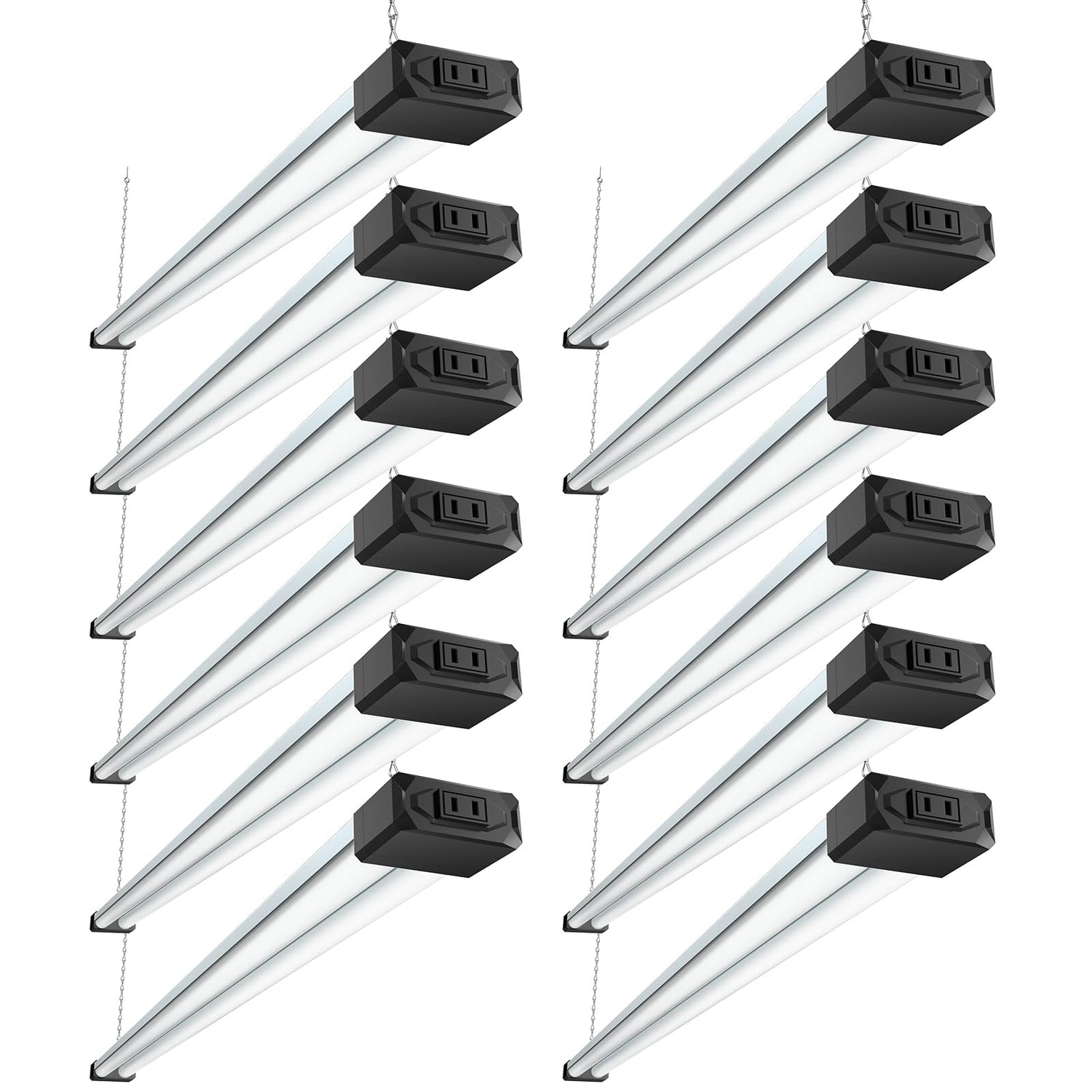 BBOUNDER 12 Pack Linkable LED Shop Light with Reflector, Super Bright 6500K Cool Daylight, 4400 LM, 4 FT, 48 Inch Integrated Fixture for Garage, 40W BBOUNDER