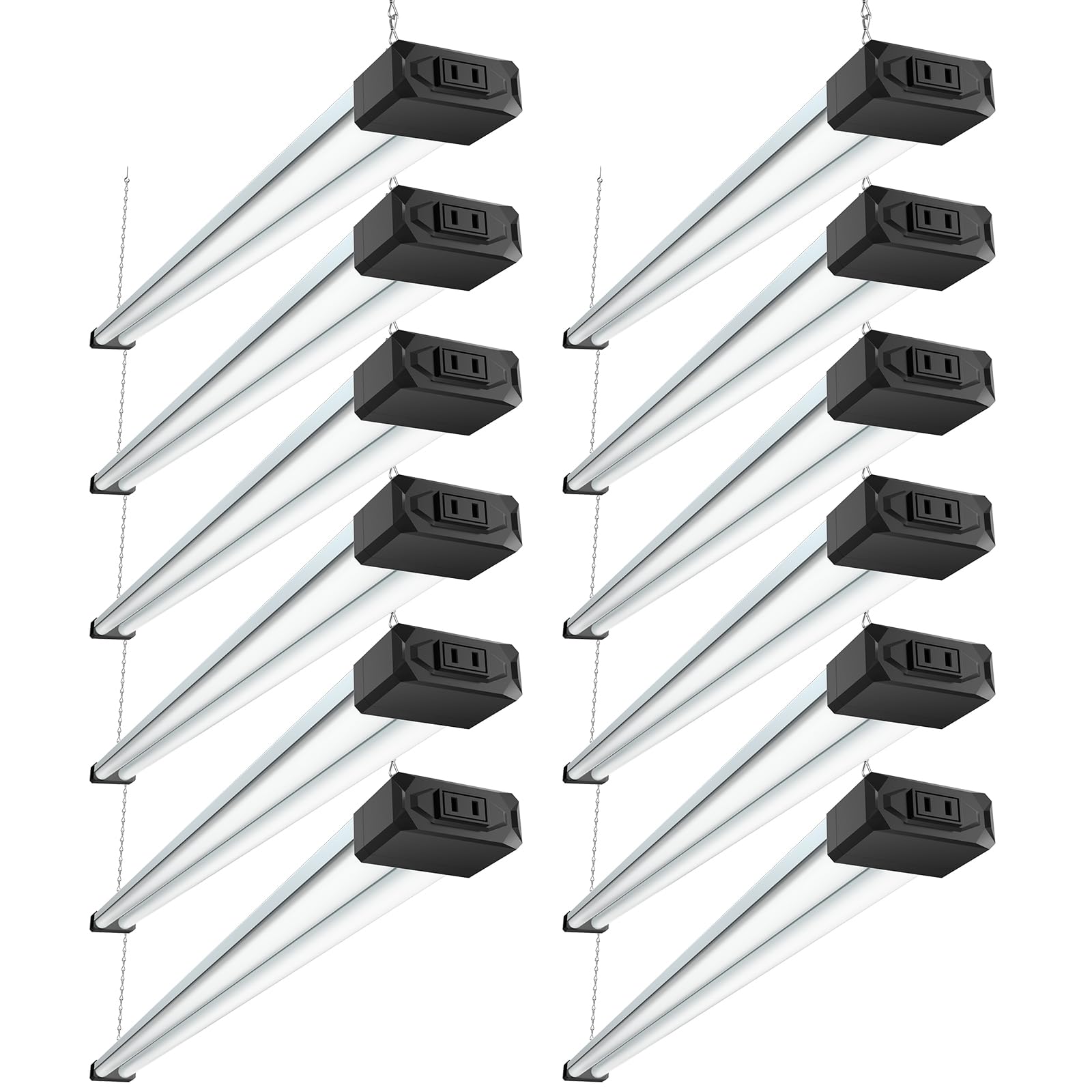 BBOUNDER 12 Pack Linkable LED Shop Light with Reflector, Super Bright 6500K Cool Daylight, 4400 LM, 4 FT, 48 Inch Integrated Fixture for Garage, 40W - WoodArtSupply