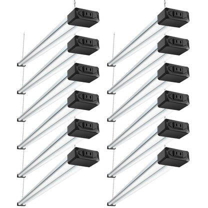 BBOUNDER 12 Pack Linkable LED Shop Light with Reflector, Super Bright 6500K Cool Daylight, 4400 LM, 4 FT, 48 Inch Integrated Fixture for Garage, 40W - WoodArtSupply