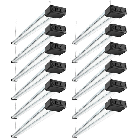 BBOUNDER 12 Pack Linkable LED Shop Light with Reflector, Super Bright 6500K Cool Daylight, 4400 LM, 4 FT, 48 Inch Integrated Fixture for Garage, 40W BBOUNDER