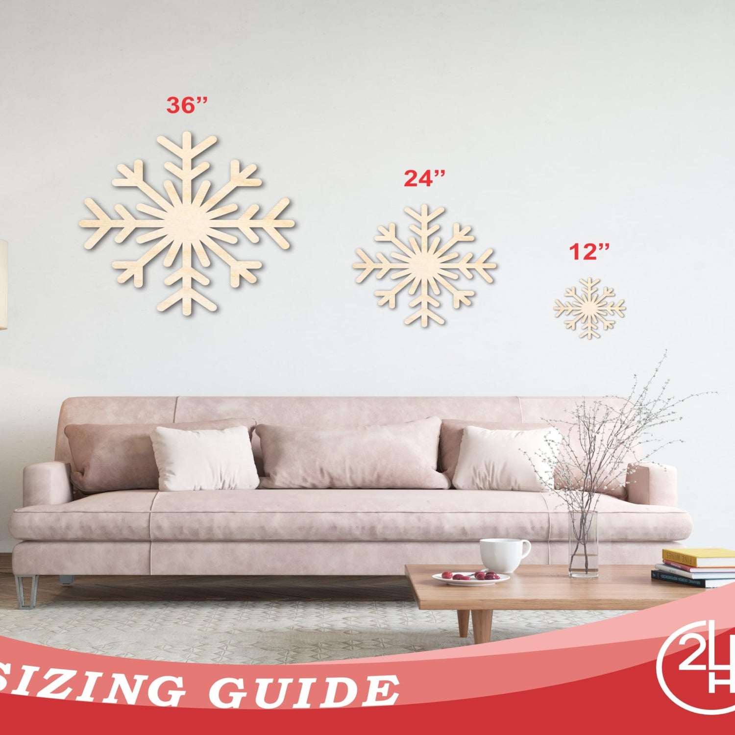 Unfinished Wood Snowflake Shape | Winter Decor | DIY Craft Cutout | up to 24" DIY 7" / 1/8" 24 Hour Crafts