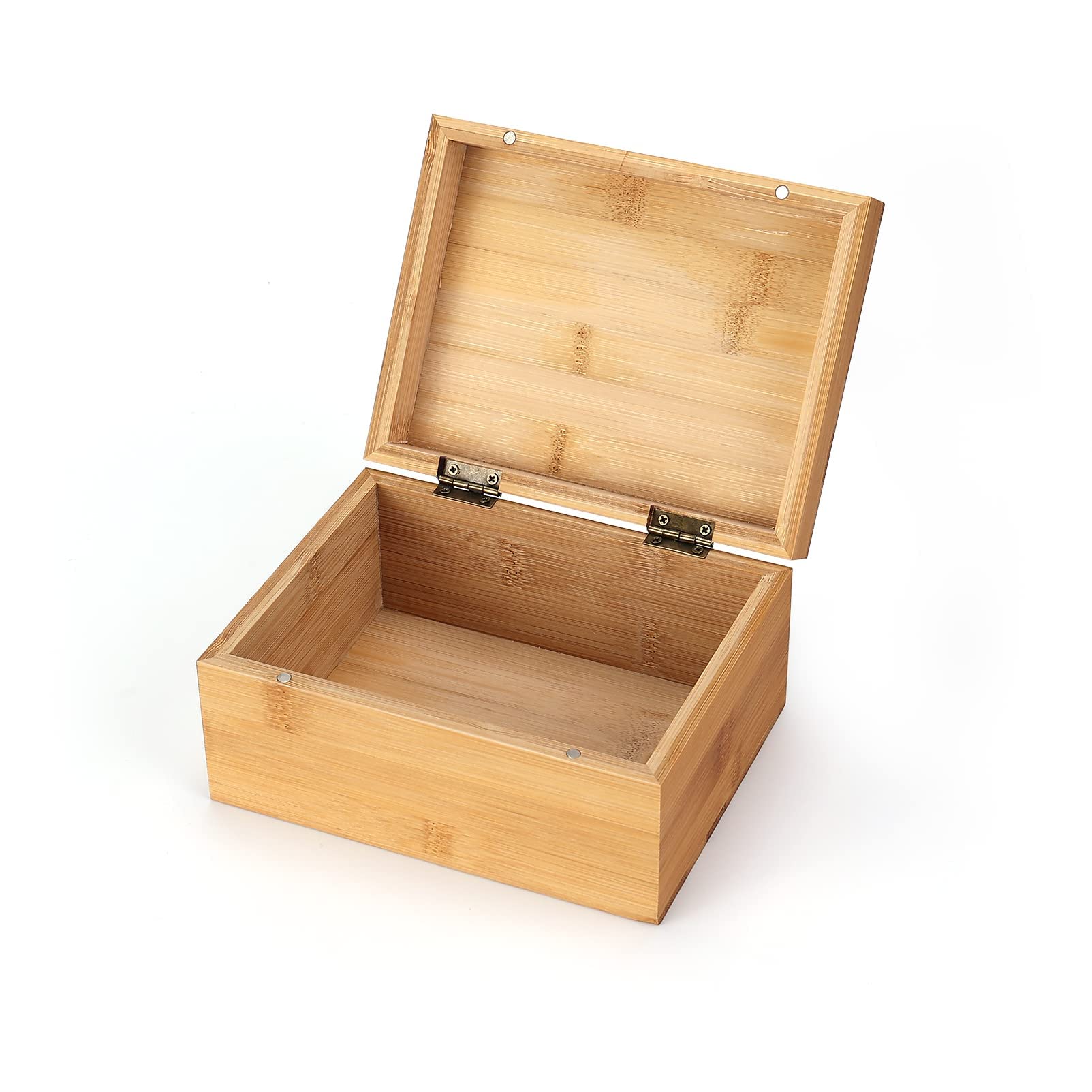 Woiworco Small Bamboo Wooden Box with Hinged Lid, 6.7 x 5.1 x 3.1 inch Natural Wooden Boxes Box for Crafts Art and DIY Hobbies, Decorative Box and - WoodArtSupply