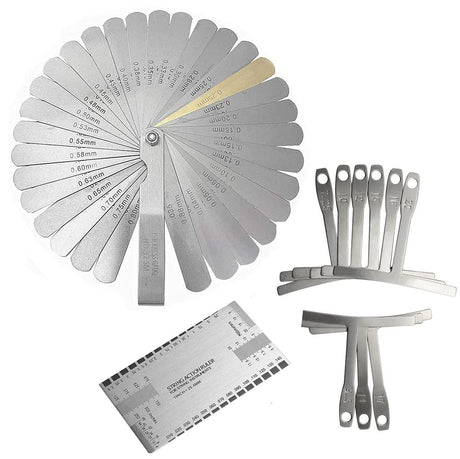 Jiayouy 11 Pieces Guitar Luthier Tool Kit Including 9pcs Understring Radius Gauge String Action Gauge Ruler 32 Blades Feeler Gauge for Guitar and Jiayouy