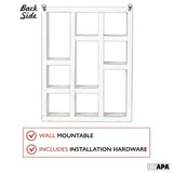 Ilyapa Rustic Wood Knick Knack Floating Shelf Weathered White - Wall Mounted or Freestanding Farmhouse Decor Display Case for Essential Oils, Ilyapa