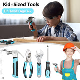 SHALL 26-Piece Kids Size Tool Set, Real Tools Kit for Kids with 12" Tool Bag, Safety Certified Children Learning Tool Set with Hand Tools for Boys & SHALL