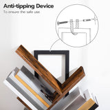 HOOBRO Rustic Brown 9-Tier Tree Bookshelf - Stylish Wooden Storage Rack for Books and CDs HOOBRO