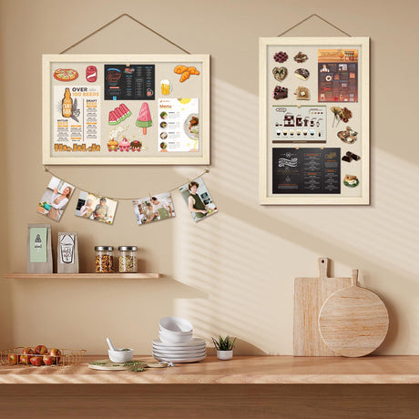 Egofine Cork Board Bulletin Board with Linen, 16x11 Wood Frame Pin Board Wall Decor, 2 Pack Cork Boards for Walls, Hanging Horizontal or Vertically Egofine