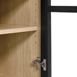 Modway Nolan Modern Farmhouse 71" Tall Arched Storage Display Cabinet in Black Oak Wood Grain Modway