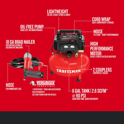 CRAFTSMAN Air Compressor Combo Kit, 1 Tool (CMEC1KIT18) - WoodArtSupply