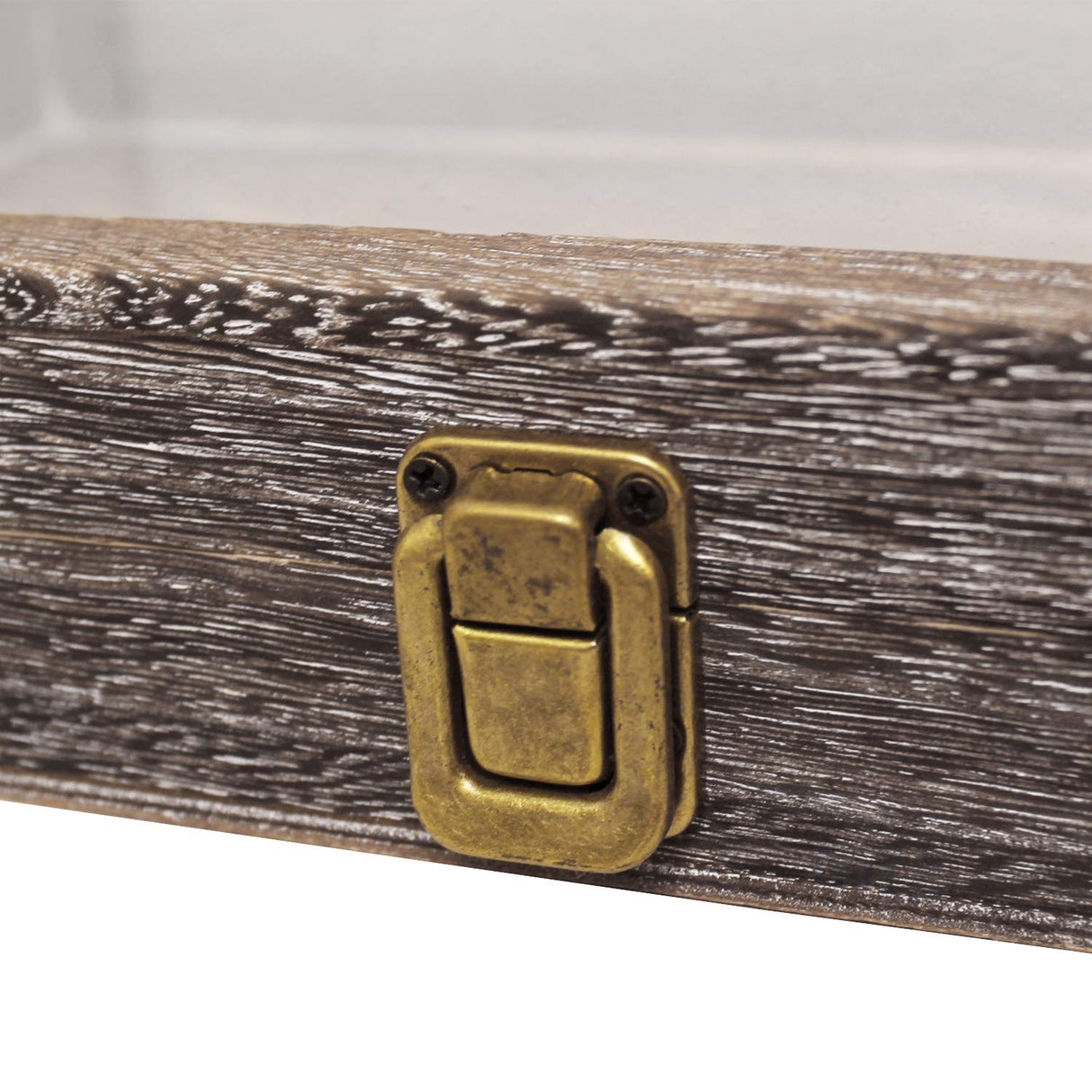 MOOCA Wood Glass Top Jewelry Display Case Accessories Storage, Wooden Jewelry Tray for Collectibles, Pocket Knife Display Case with Metal Clasp and MOOCA