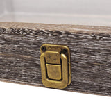MOOCA Wood Glass Top Jewelry Display Case Accessories Storage, Wooden Jewelry Tray for Collectibles, Pocket Knife Display Case with Metal Clasp and MOOCA