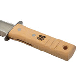 KAKURI Hori Hori Garden Knife with Sheath 12.5" [Stainless Steel Blade], Professional Garden Tool for Digging, Planting, Weeding, Wood Handle, Silver KAKURI