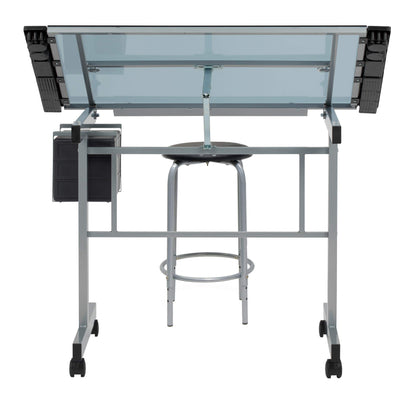 SD Studio Designs Studio Designs 2 Piece Vision Modern Metal Hobby, Craft, Drawing, Drafting Table, Mobile Desk with 40.75" W x 25.75" D Angle