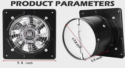 Nalle 8 inch Exhaust Fan 80W 500CFM Through-wall installation Ventilation Fan 110V Exhaust Smoke Fan Ventilation for Kitchen,Bathroom,laundry - WoodArtSupply