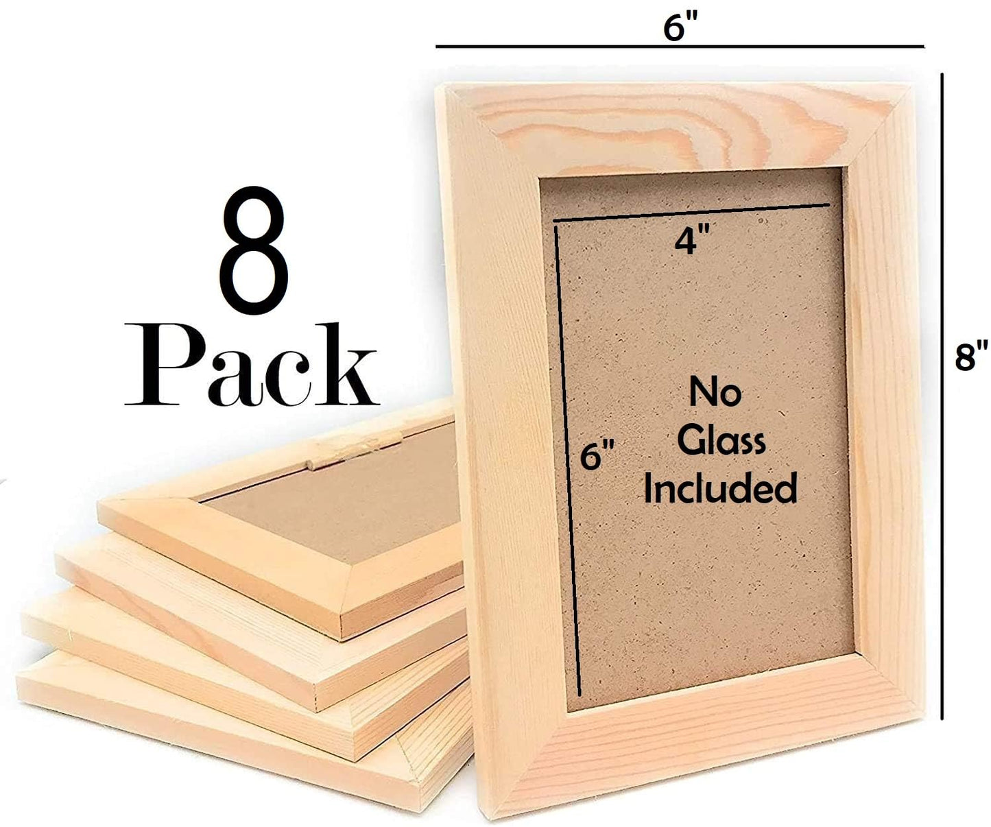 Oojami Unfinished Solid Wood Picture Frames for Arts Crafts, DIY Painting Project Stand or Hang on The Wall 6x8 Frame Size Holds 6x4 Pictures for - WoodArtSupply