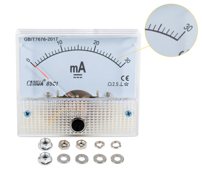 Cloudray Ammeter Gauge DC 0-30mA Analog Current Panel 85C1 2.5 Accuracy for Auto Circuit Measurement Tester (DC 30mA) - WoodArtSupply