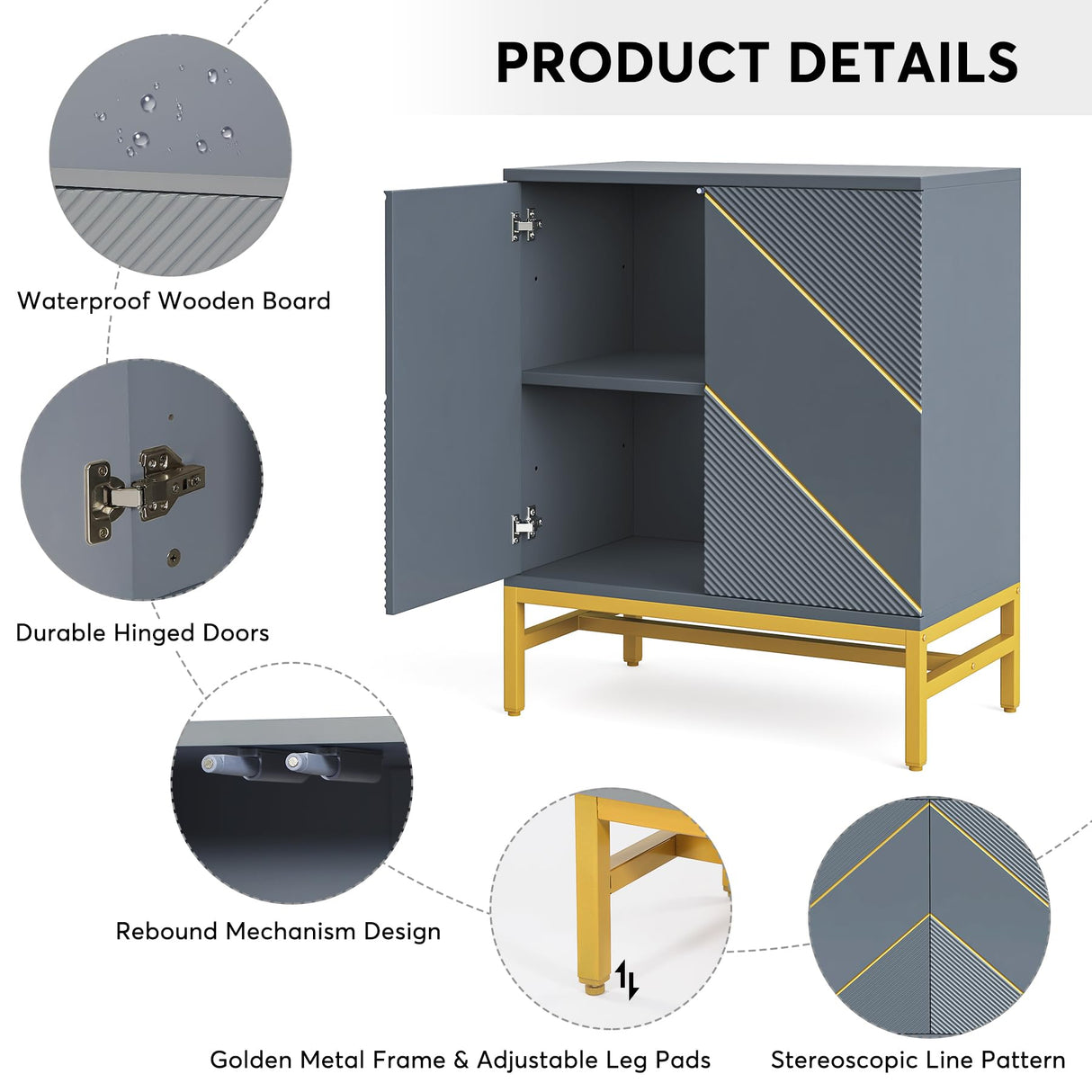 Tribesigns 59 in. Sideboard Storage Cabinet, Multi-Purpose Floor Cabinet with Doors and Adjustable Shelves, Modern Wood Buffet Cabinet for Living Tribesigns