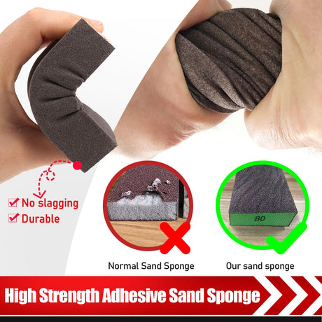 BOSHCRAFT 18 Pack Sanding Sponge, Washable and Reusable Sanding Block for Wood Drywall Metal Glasses Coarse/Medium/Fine/Superfine in 60/80/120/220 BOSHCRAFT