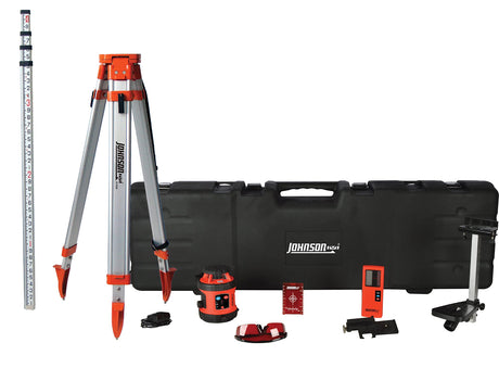 Johnson Level & Tool 99-026K Self-Leveling Horizontal Rotary Laser System w/ Hard Case Kit, 50 x 14.5", Red, 1 Kit,Orange Johnson