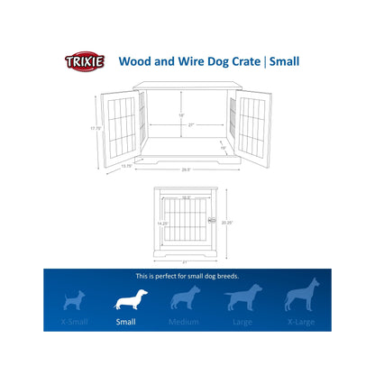 TRIXIE 29.5" Indoor Dog Crate, Wooden Crate Table for Dogs Up to 25 lb, Small Dog Kennel, Perfect in Any Room, Gray - WoodArtSupply