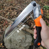 REXBETI Folding Saw, Compact Design 8 Inch Blade Hand Saw for Wood Camping, Dry Wood Pruning Saw with Hard Teeth, Quality SK-5 Steel REXBETI