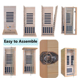 Infrared Saunas Room for Home 1 Person 1260W,7 Piece Graphene Heating Plate Dry Sauna, Wooden Canadian Hemlock Indoor Spa Sauna,Multi Functional Kang Share
