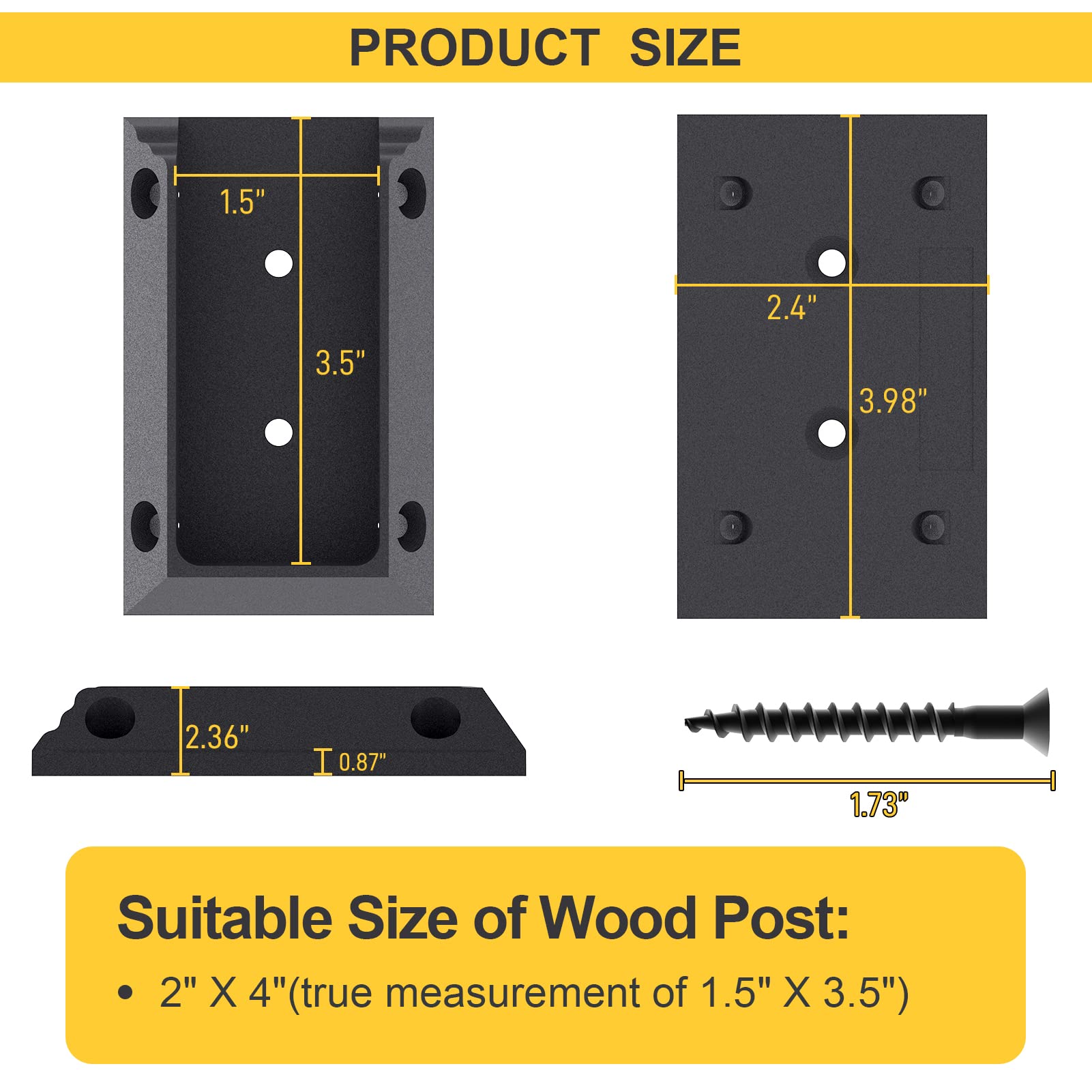 Goovilla Deck Railing Bracket Connectors, 2x4 Brackets for Railing Wood Lumber Post, 20 PCS Sturdy Nylon Deck Rail Bracket with 120 PCS Coating - WoodArtSupply