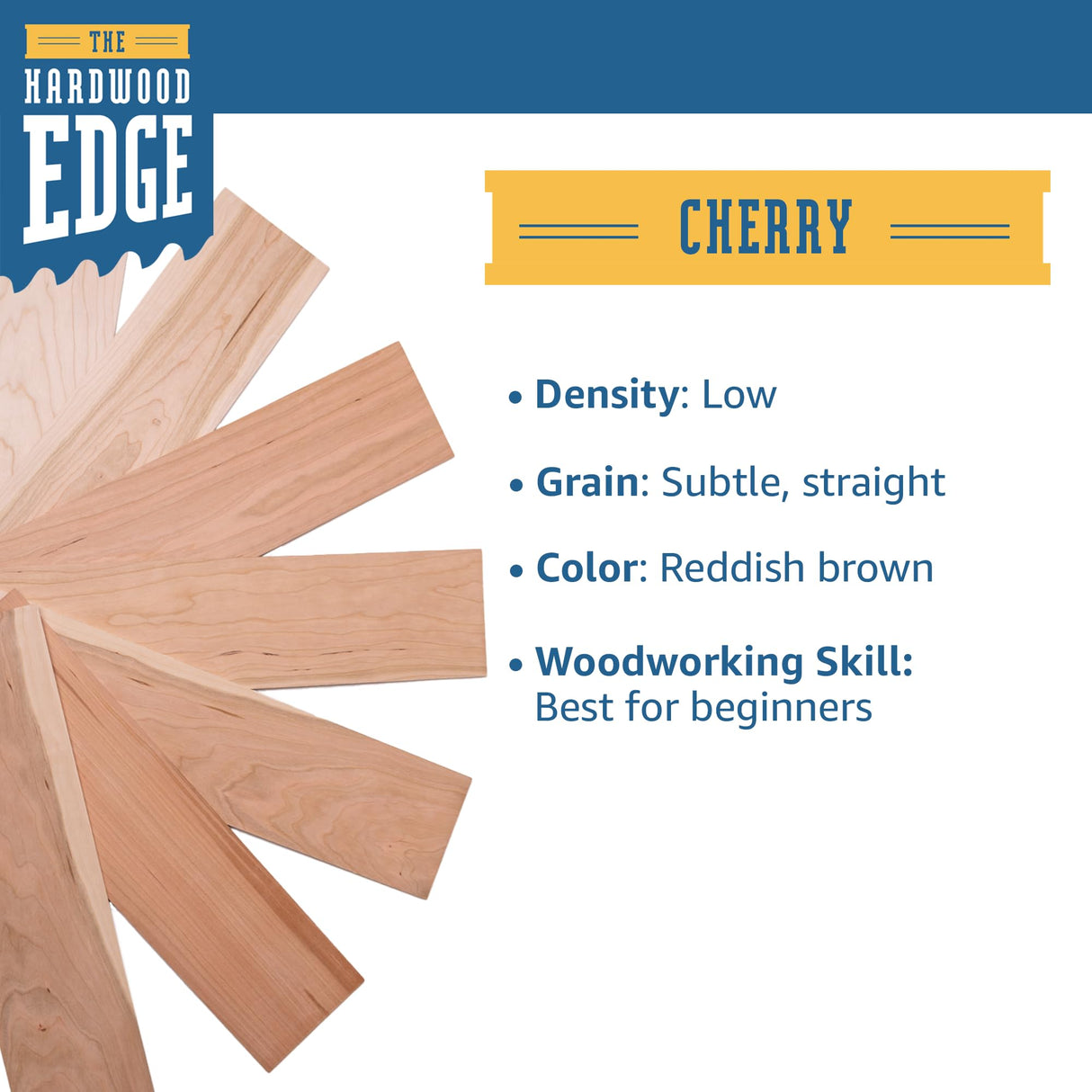 The Hardwood Edge Cherry Hardwood Planks - 2-Pack Cherry Craft Wood for Unfinished Wood Crafts - 1/4’’ (6mm) 100% Pure Hardwood - Laser Engraving THE HARDWOOD EDGE
