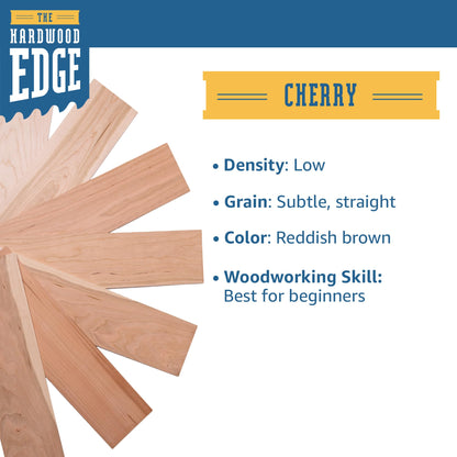 The Hardwood Edge Cherry Hardwood Planks - 2-Pack Cherry Craft Wood for Unfinished Wood Crafts - 1/4’’ (6mm) 100% Pure Hardwood - Laser Engraving