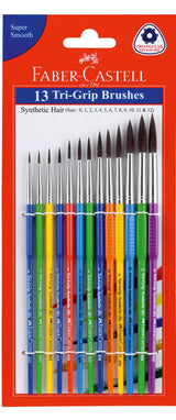 A.W.Faber-Castell I Pvt Ltd Tri-Grip Synthetic Hair Round Assorted Paint Brush, Set of 13 Faber-Castell