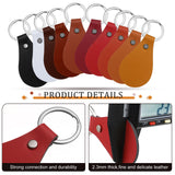 Nosiny 100 Pcs Pu Leather Key Fob Kit 10 Colors Leather Keychain Blanks with Key Rings and Rivets Key Chains Bulk for DIY (Bright Color) Nosiny