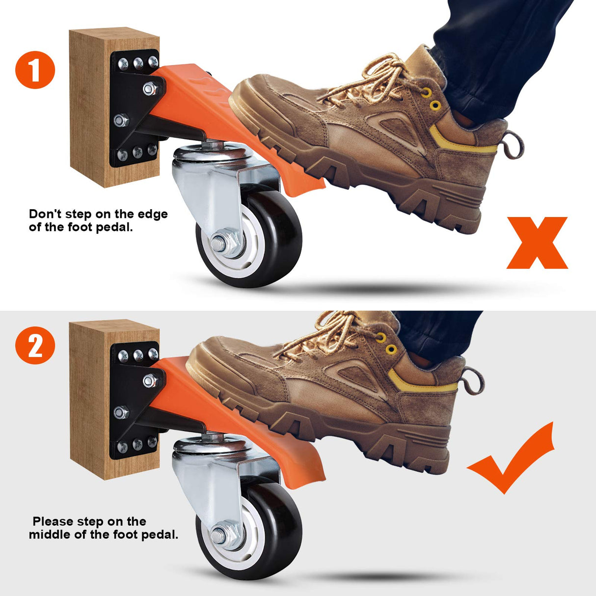 Ronlap Workbench Casters Kit 880 Lbs Capacity, 3" Extra Heavy Duty Retractable Casters 4 Pack, Side Mounted Adjustable Table Stepdown Casters Ronlap