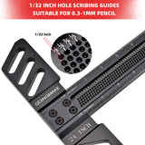 GOINGMAKE Woodworking T-Square 24 Inch Aluminum Alloy T Square Ruler 1/32" Hole Scrbing Guides Positioning Scribe Tool Precision Woodworking Ruler goingmake