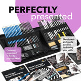 Castle Art Supplies 60 Piece Drawing & Sketching Set | Quality Graphite, Charcoal, Pastel, Water Soluble Pencils + Sticks, Fineliners | For Castle Art Supplies