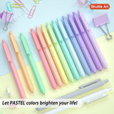 Shuttle Art School & Work Supplies Bundle, 15 Pack Pastel Gel Ink Pens in black ink, 0.5mm Tip + 30 Pack Black Retractable Gel Pen Refills 0.7mm Shuttle Art