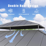 Joyside Wood Gazebo with Mosquito Netting 13 x 11 ft. Wood Patio Gazebo - Cedar Wood Framed Gazebo with Steel Frame Gable Roof Hardtop Gazebo for Joyside